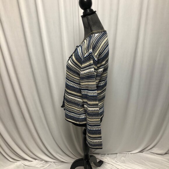 Spunky Sweater Womens Size Medium Blue Tan Buttons Vintage Made in USA Cardigan - Picture 3 of 6